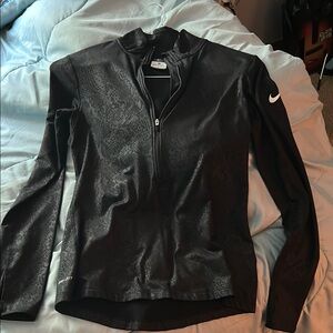 Nike Black Fitted Jacket with Stand-Up Collar
